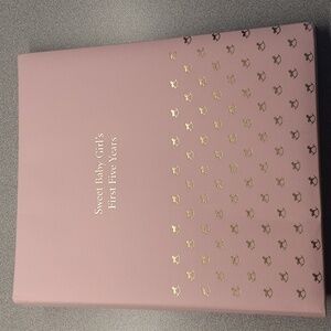 SATURDAY SALE! NWT Hallmark Baby Pink Baby Book With Gold Rocking Horses